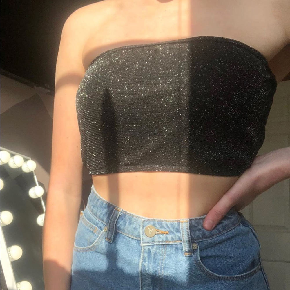Black sparkly tube top